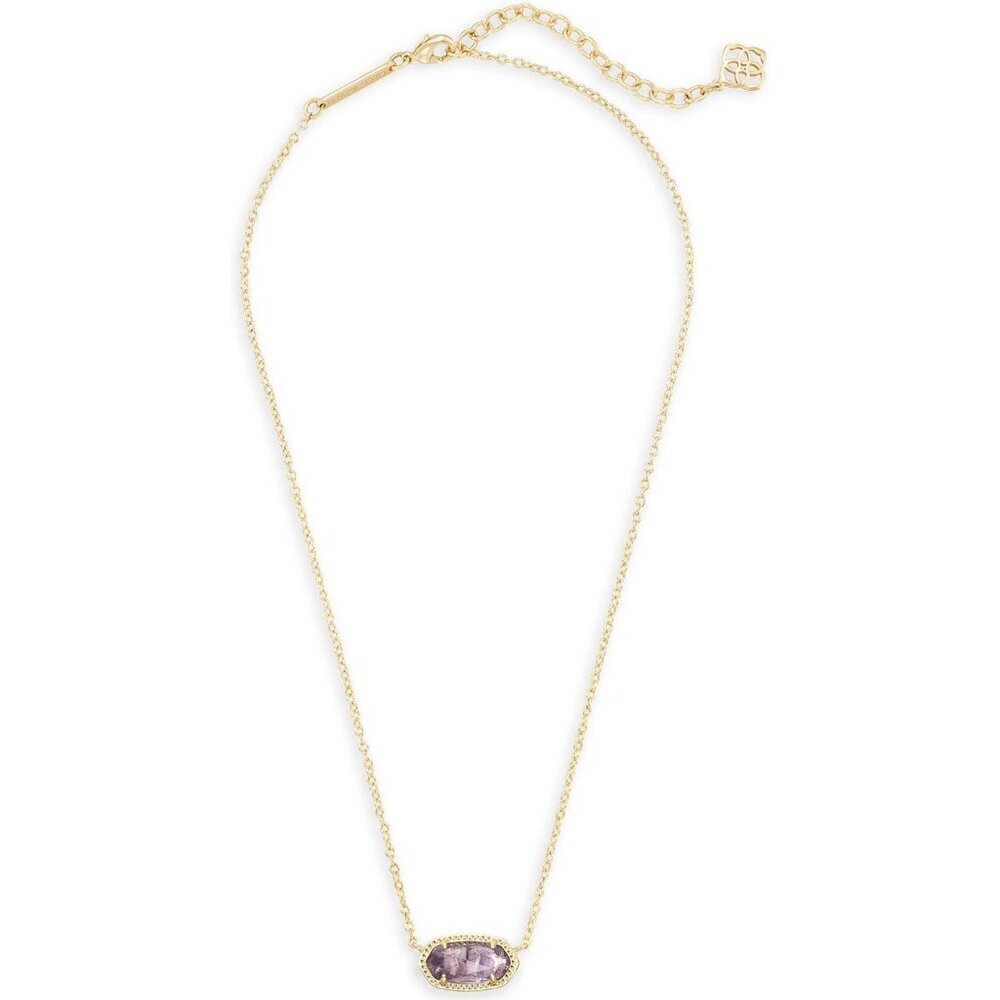 Women's 14k Gold Amethyst Plated Dainty Oval Pendant Necklace Fashion Jewelry - Picture 2 of 4